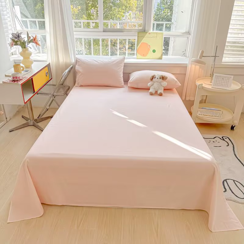 Drap de Lit en Coton Lavé 100% Biologique, Tissage Basique en Percale, Doux, Respirant, Écologique, 