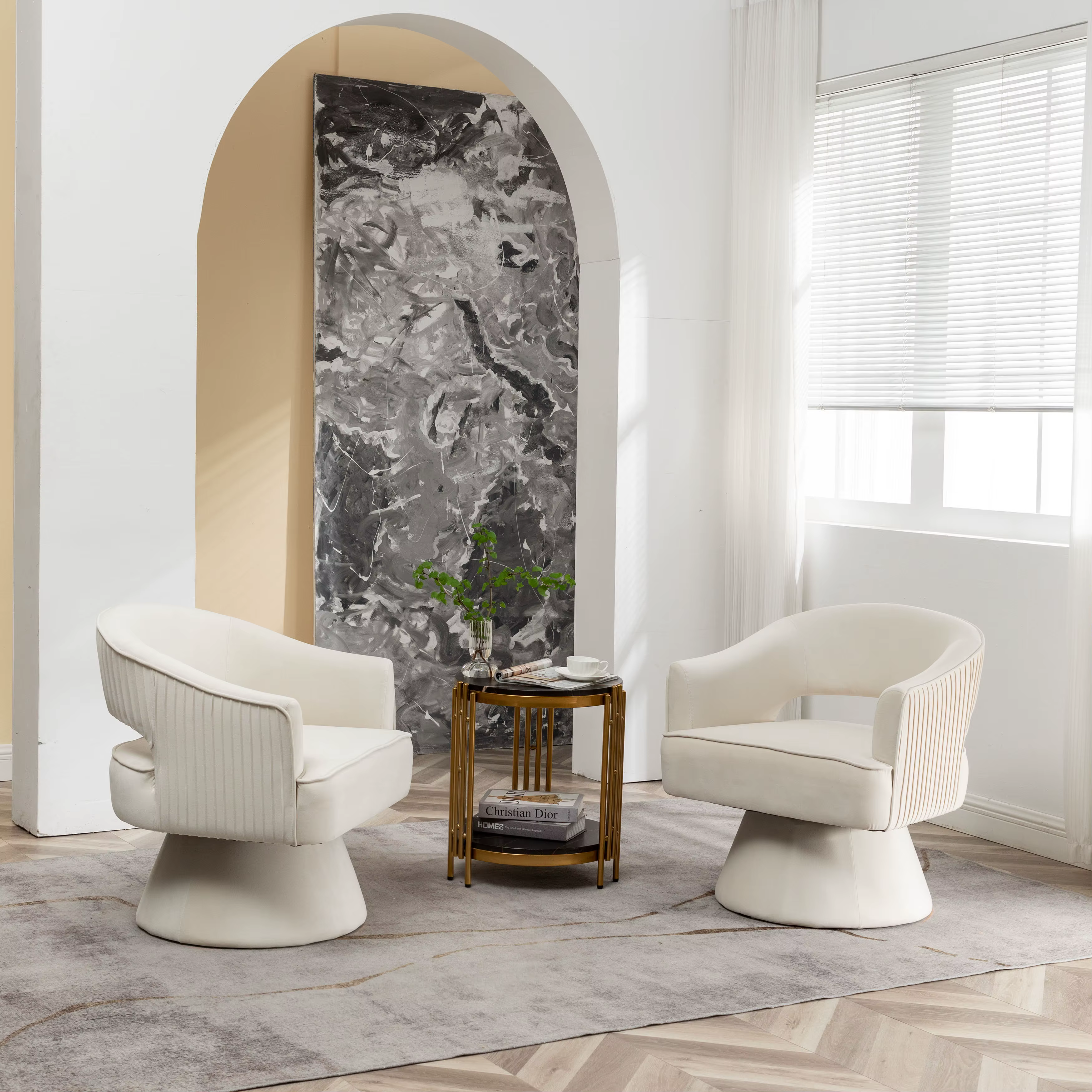 SEYNER-Ensemble de 2 fauteuils à bras en velours Mo.com.br