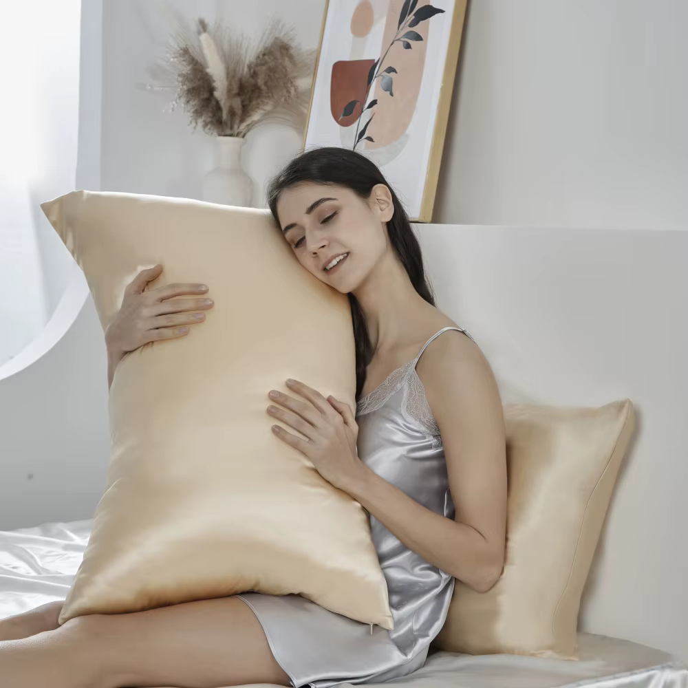 Taie d'oreiller 100% soie de mûrier naturelle de luxe 6A 25 Momme pour les cheveux et la peau avec f