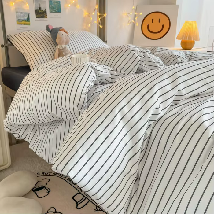Housse de couette à rayures 150x200, housse de couette de Style Simple, taille Queen, linge de lit d