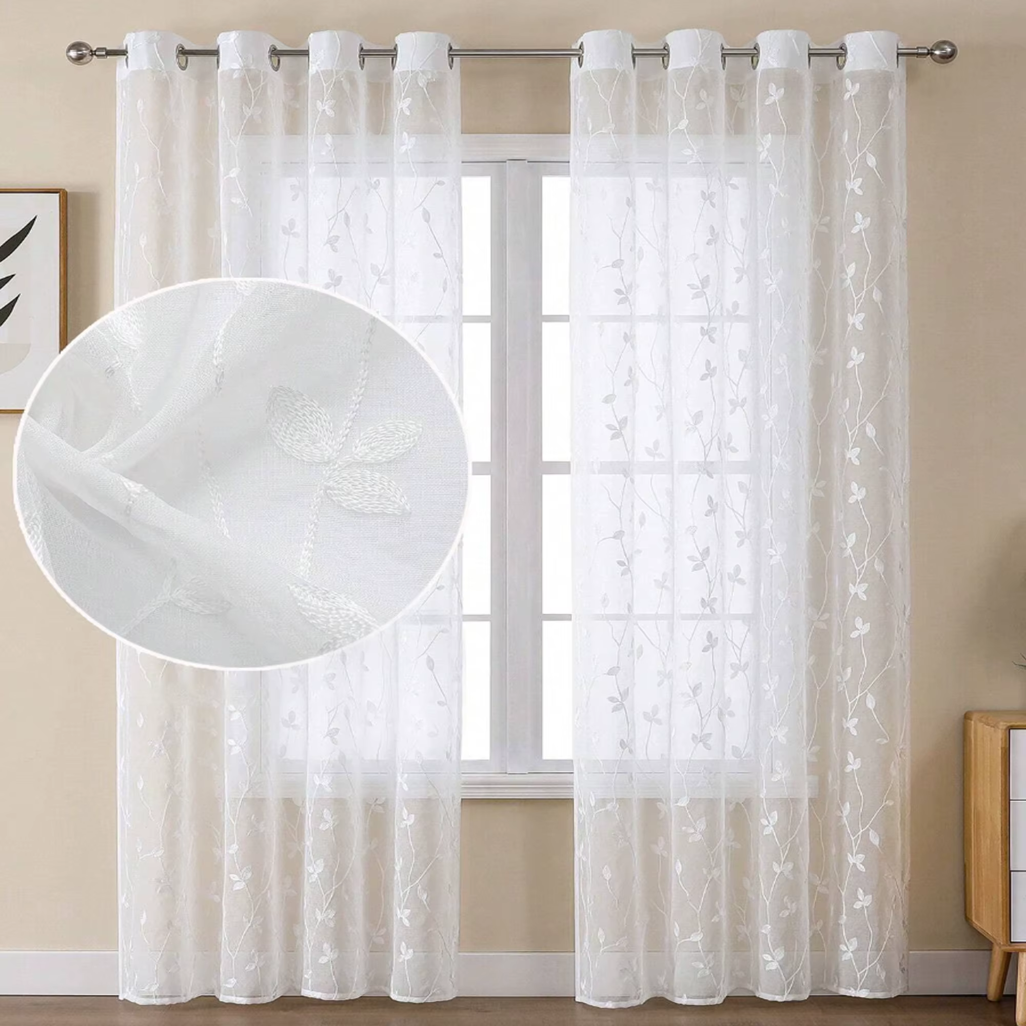 Rideaux transparents brodés pour chambre à coucher, salon, rideaux de fenêtre décoratifs de luxe lég