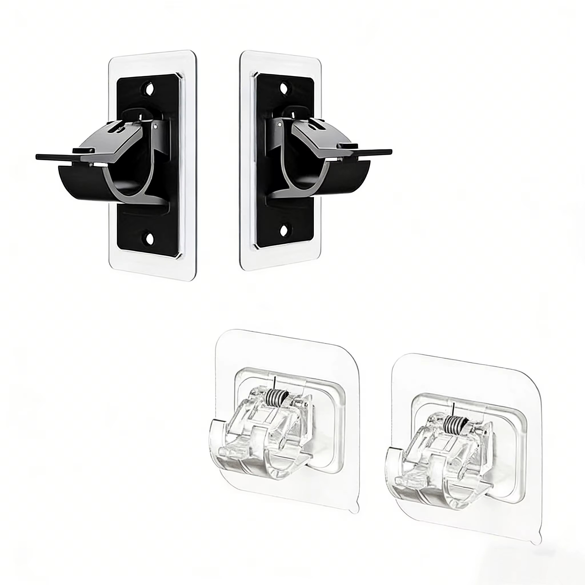 Ensemble de supports de tringle à rideaux sans perçage, 4 pièces, supports de tringle à rideaux auto