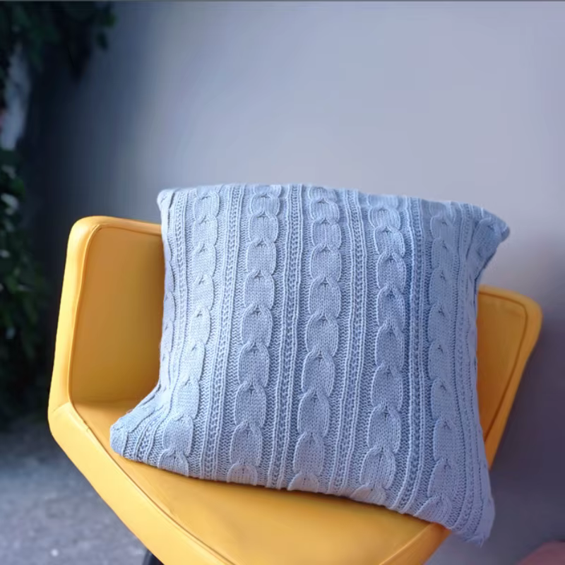 Housses de coussin tricotées bleu ciel, 2 pièces, 45x45cm, taies d'oreiller en tricot avec câble pou