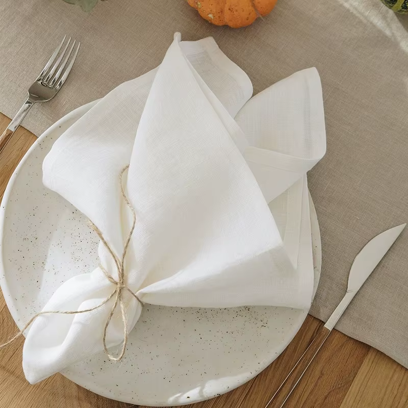 Ensemble de 4 serviettes de cuisine 100% pur lin, 16x16 pouces, ourlées, faciles à entretenir, lavab