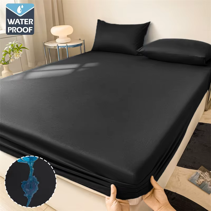 Housse de matelas imperméable, drap-housse avec bande élastique, protection de matelas réglable et a