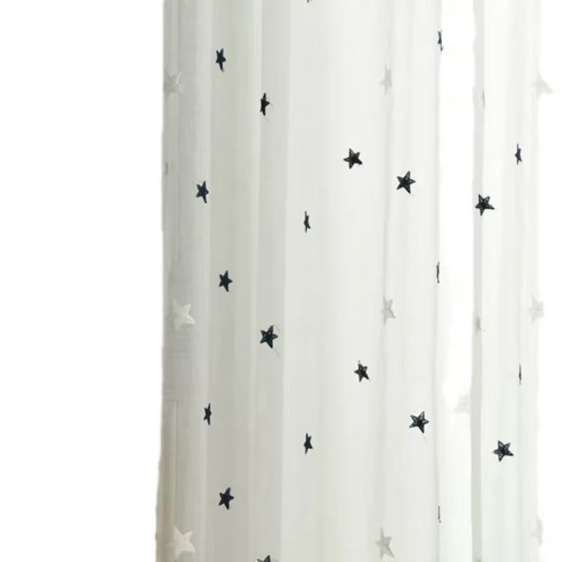 Rideaux noirs petite étoile pour salon, salle à manger, chambre à coucher, rideaux de lit finis en t