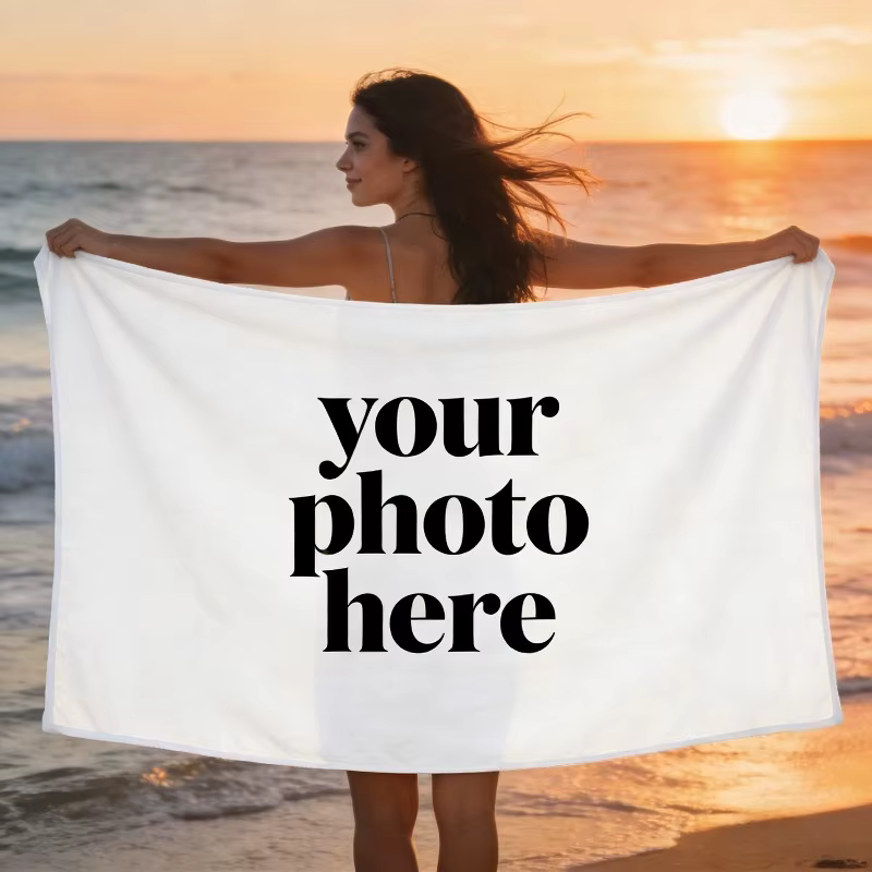 Serviette de plage personnalisée avec photo/logo, serviette de plage surdimensionnée pour le bain, l
