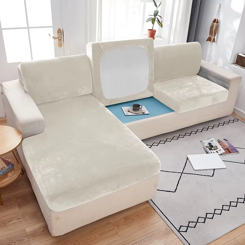Housse de siège de canapé en tissu velours, housse de coussin élastique pour salon, douce, protectio
