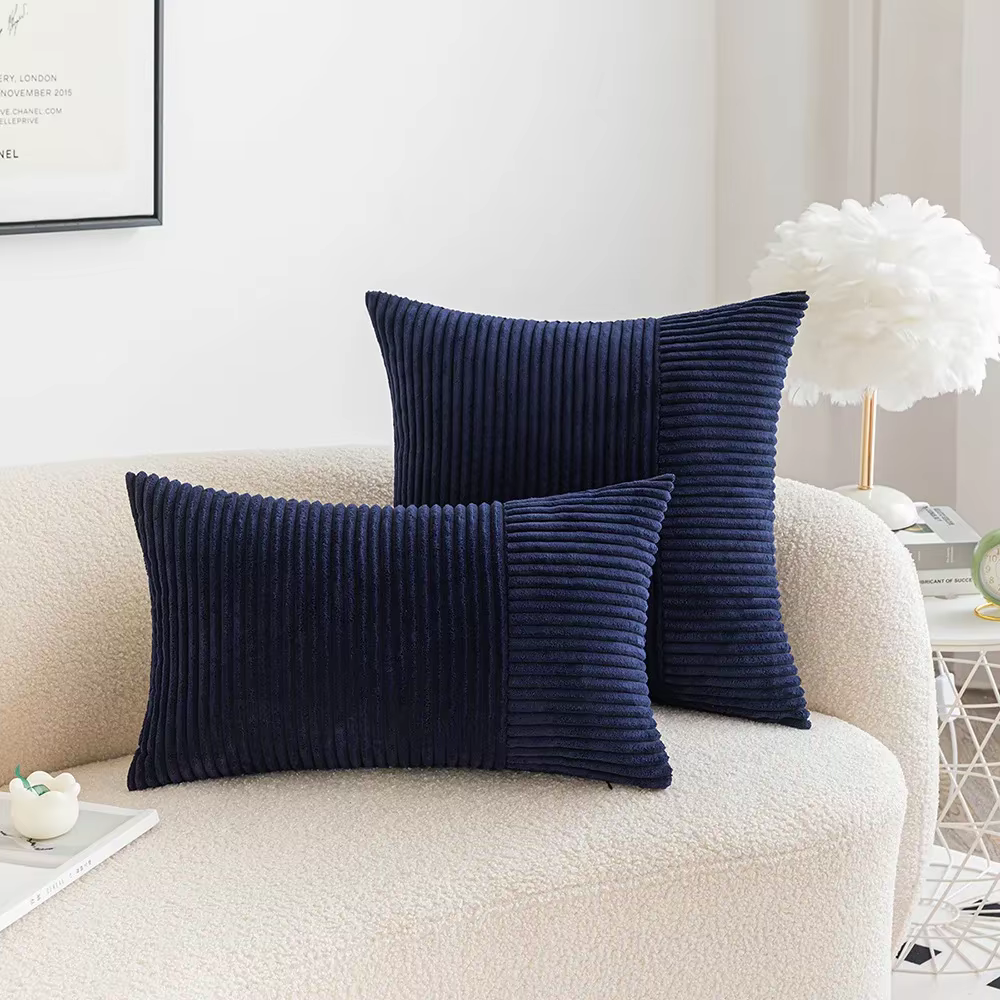 Housse de coussin en velours côtelé rayé, oreillers décoratifs pour canapé, salon, Patchwork, modern