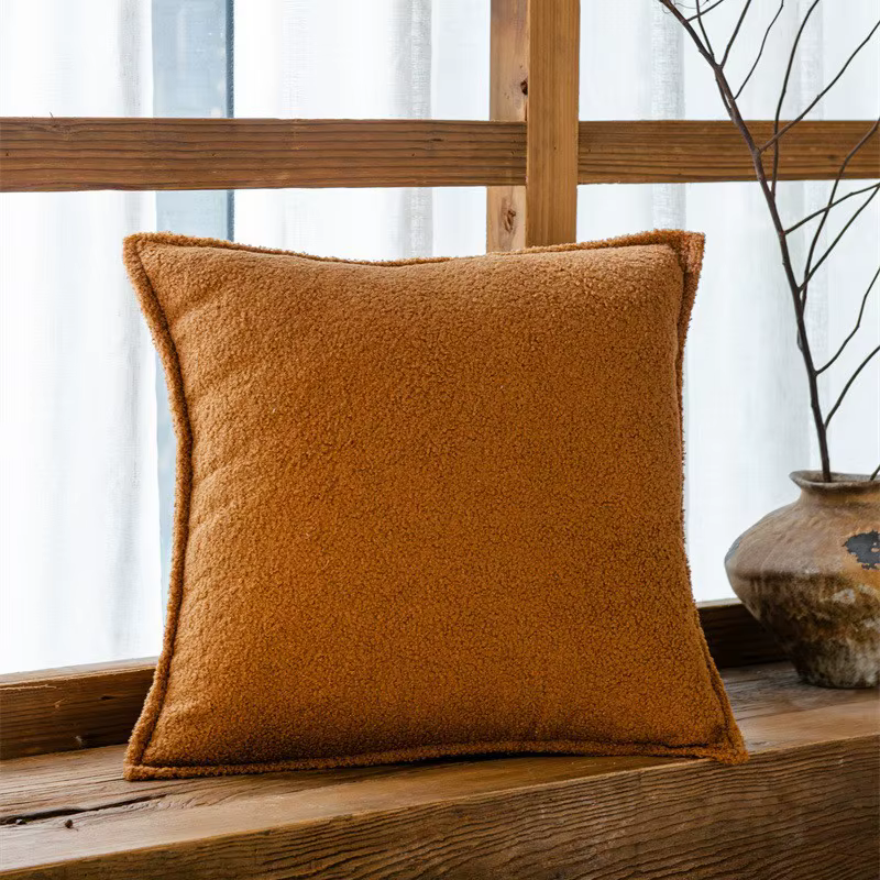Housse de coussin en tissu brun italien, motif Maillard, texture géométrique, tissée, décorative pou