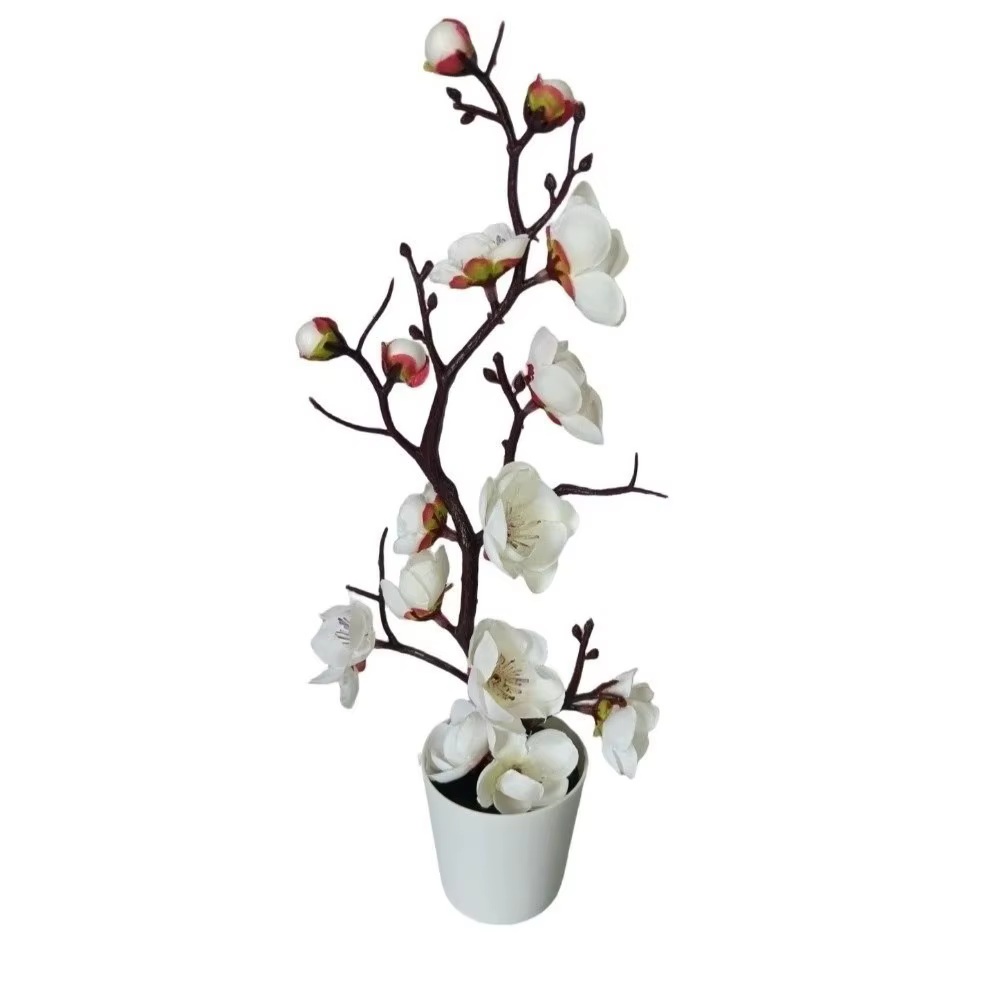 Bonsaï créatif de fleurs de prunier artificielles, couleurs vives, en pot, pour décoration intérieur