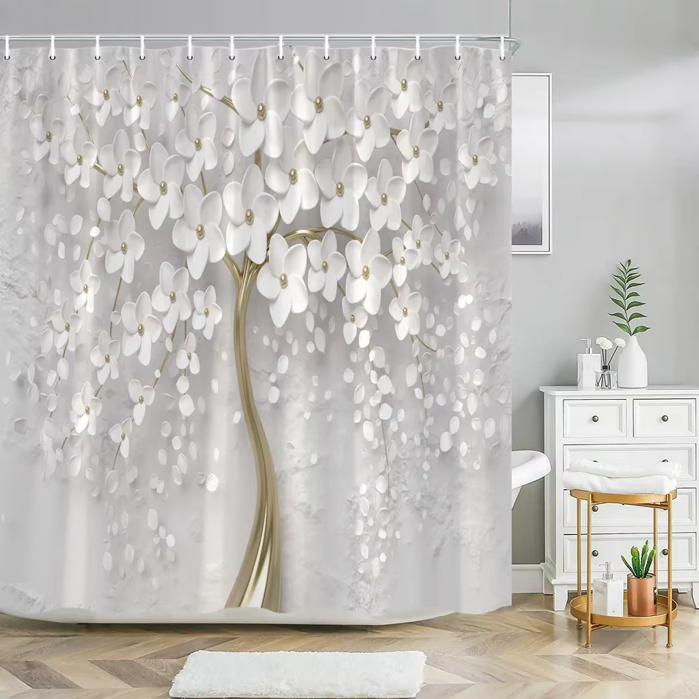 Rideau de douche fantaisie élégant et à la mode, Bouquet de perles et de diamants, Style 3D, avec ta