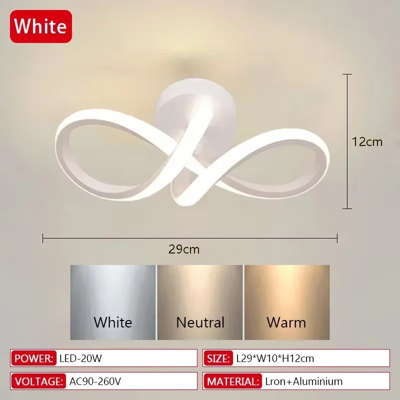 LED allée plafonniers lustre moderne trois couleurs lampe lampes minimalistes pour chambre lumière S