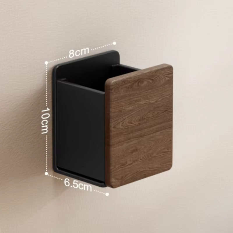 Boîte de rangement murale de luxe en bois de noyer, sans perçage, organisateur polyvalent pour salle