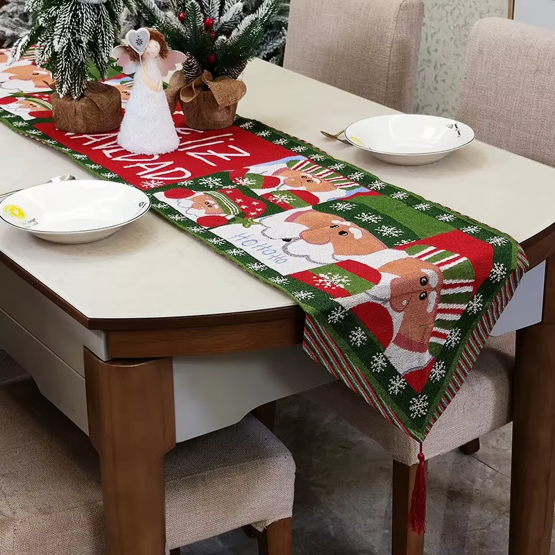 Couverture de Table rouge arbre festif père noël, nappe de noël, dîner de réveillon, fête de vacance
