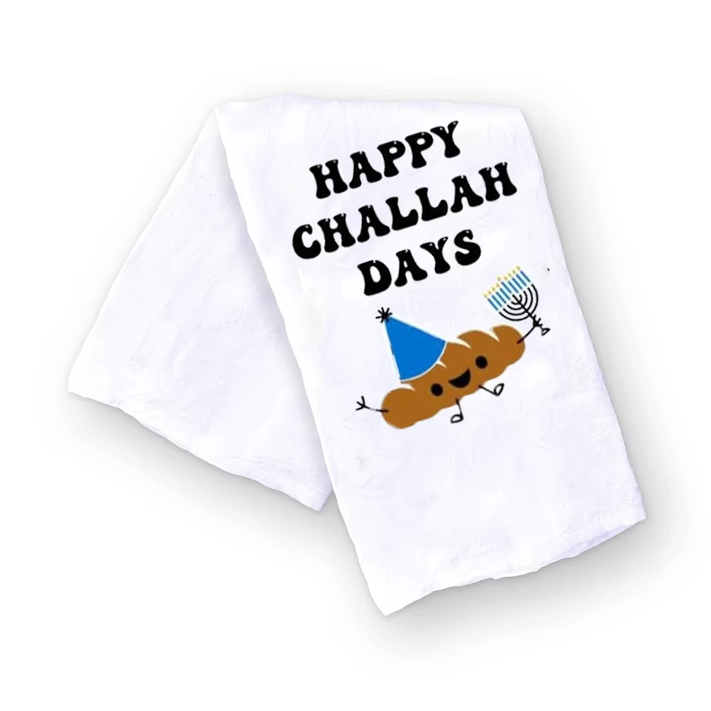 Serviette Happy Challah Days, sac à farine, serviette de cuisine, décor de cuisine de vacances juive