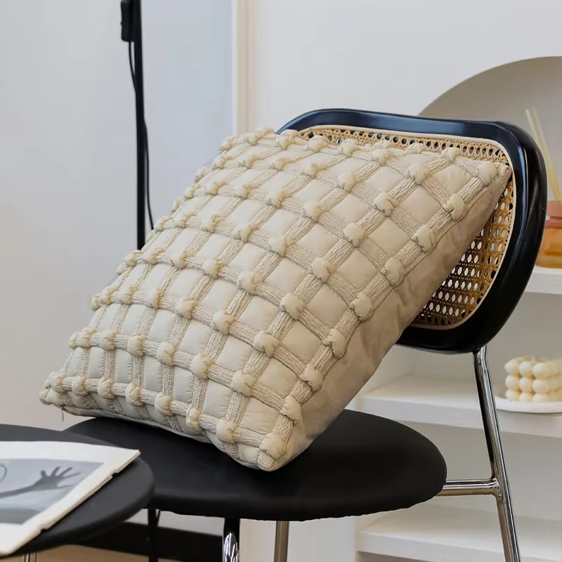 Juste de coussin pied-de-poule, taie d'oreiller tissée, design fouet, moderne, léger, luxe, maison, 