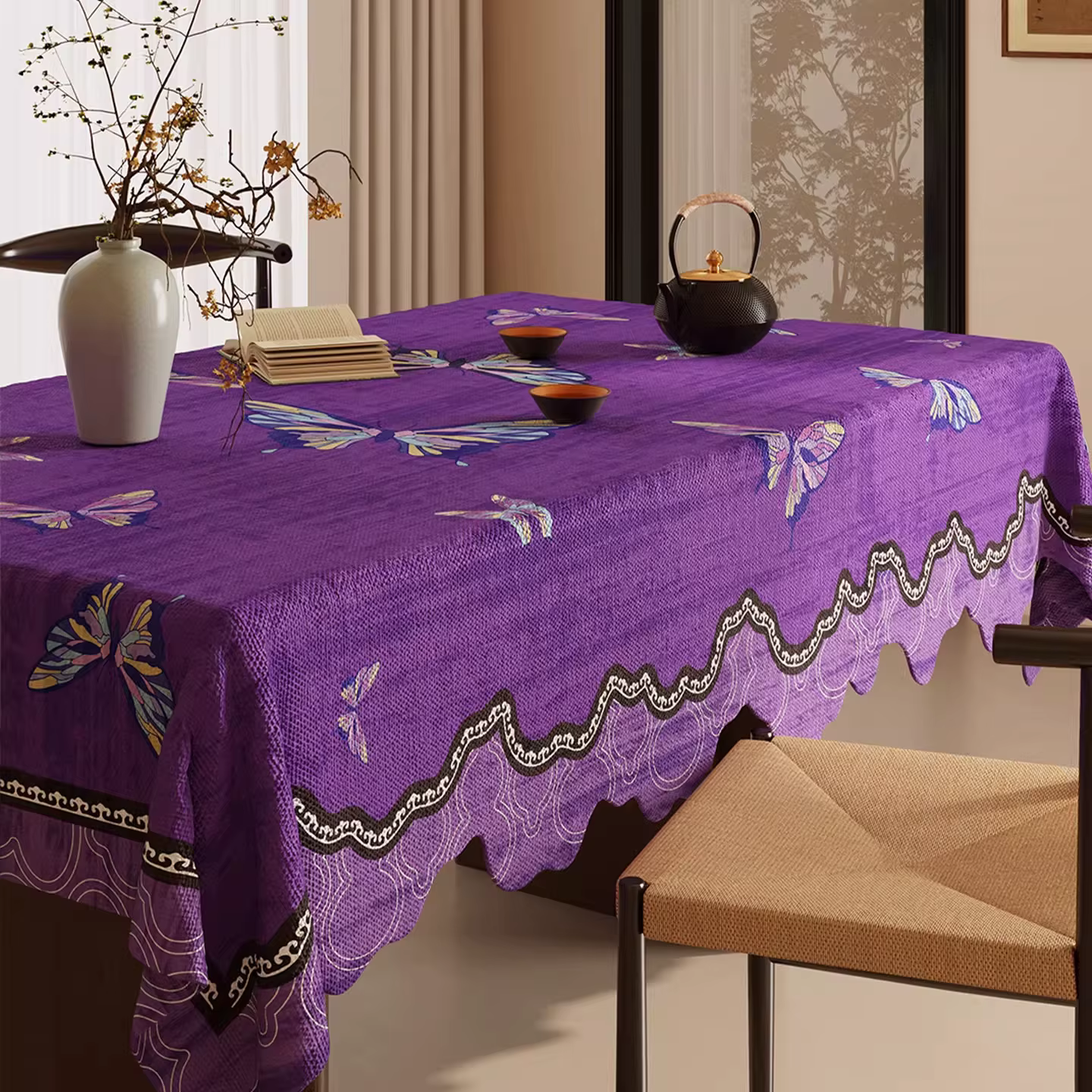 Nappe en lin imitation rectangulaire, luxe léger, sensation haut de gamme, nappe douce, imperméable,
