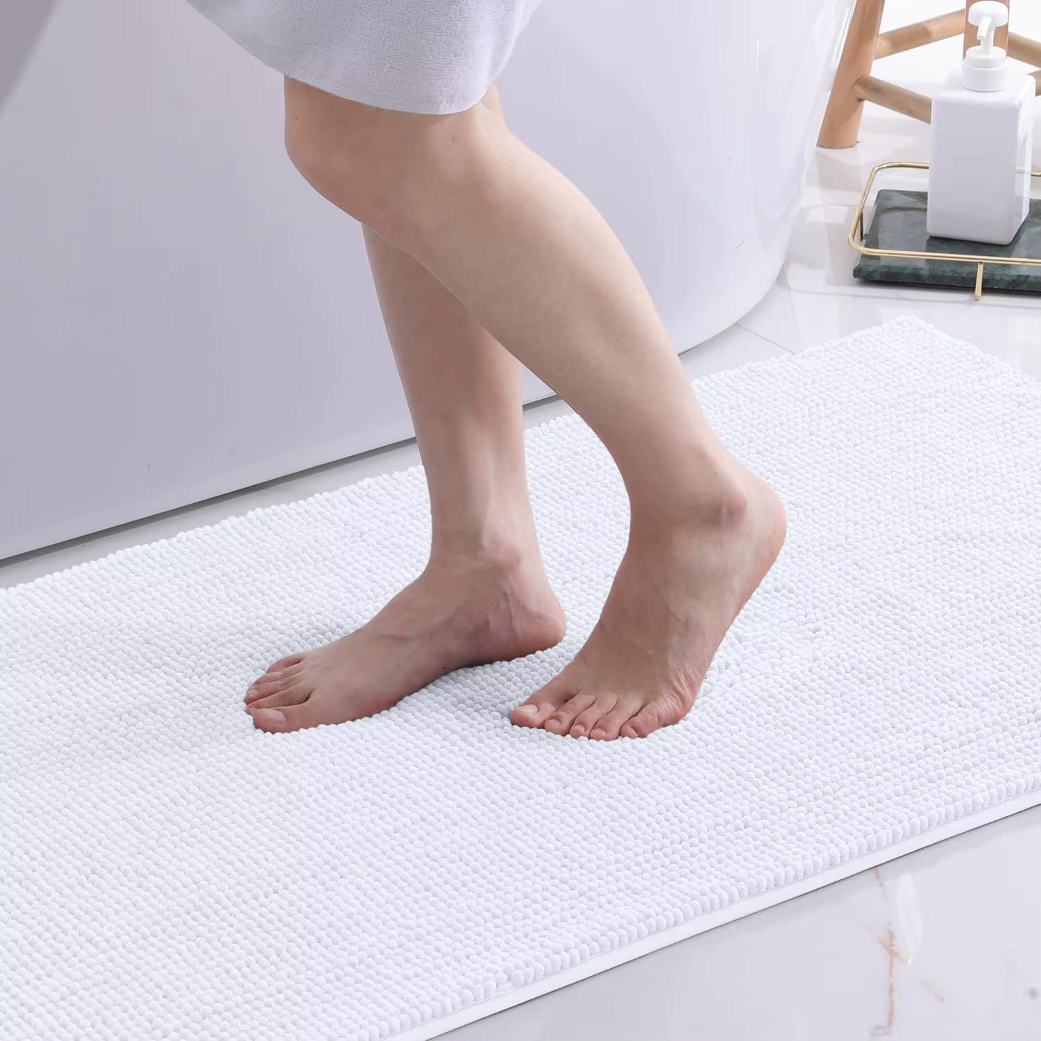 Olanly Tapis de bain en Chenille Tapis de salle de bain très doux et confortable Tapis moelleux supe