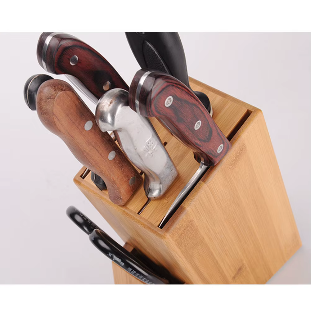 Support de couteaux en bambou, organiseur de comptoir moderne en bois pour couteaux de chef et usten