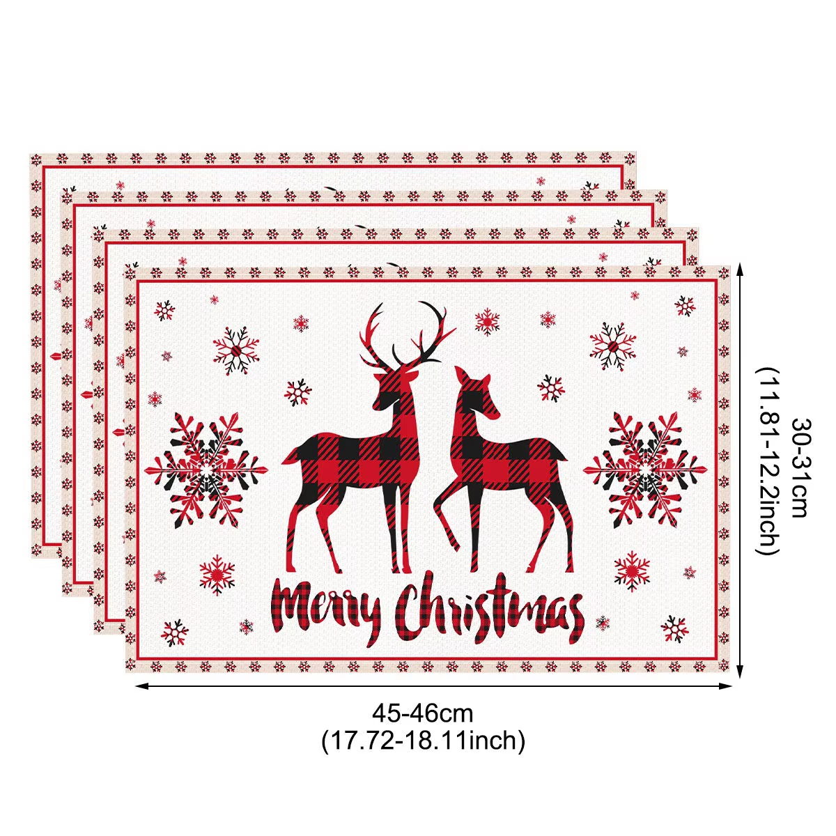 1/4 pièces napperons de noël en lin imprimé père noël décorations de noël pour la cuisine à la maiso