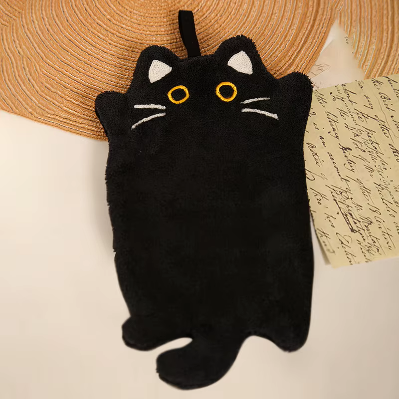 Serviette à main absorbante avec animaux de dessin animé, serviette suspendue pour salle de bain, li