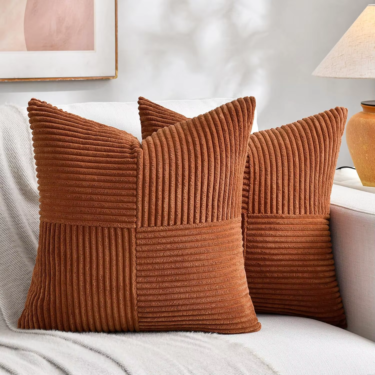 Housses de coussin marron 45x45CM, taies de coussin de ferme Boho, taies d'oreiller en velours côtel
