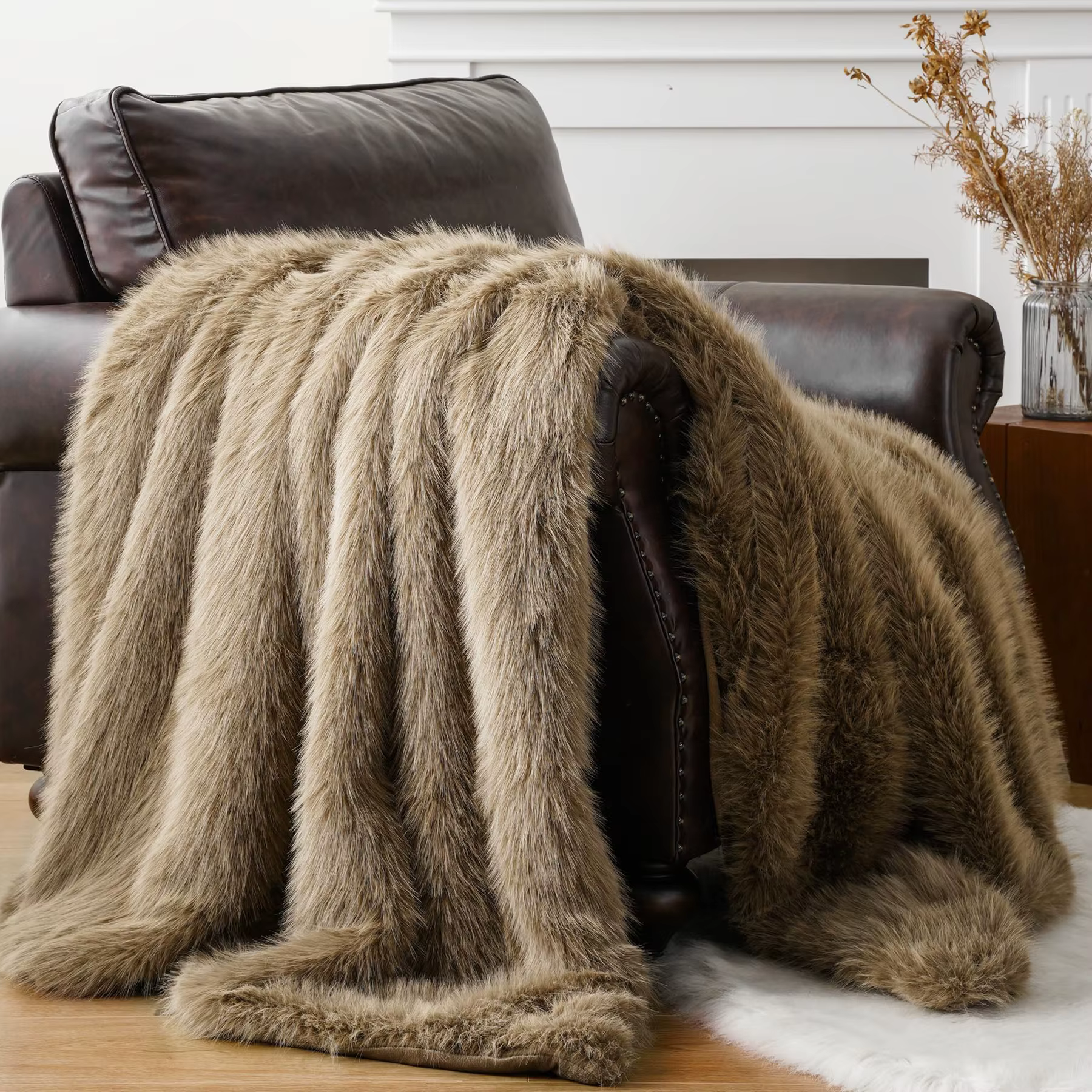 Couverture Battilo moelleuse et douce, couverture de luxe en fausse fourrure de vison pour lit et ca