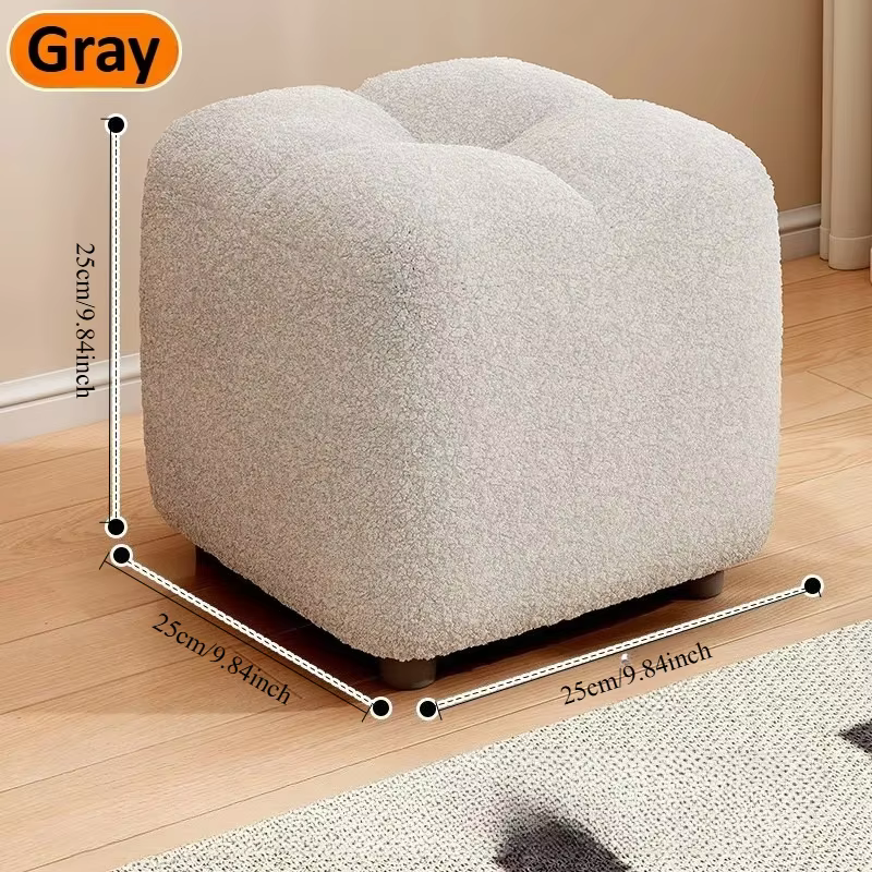 Petit pouf en laine d'agneau - Coussin d'assise moelleux pour canapé, salon et entrée, repose-pieds 
