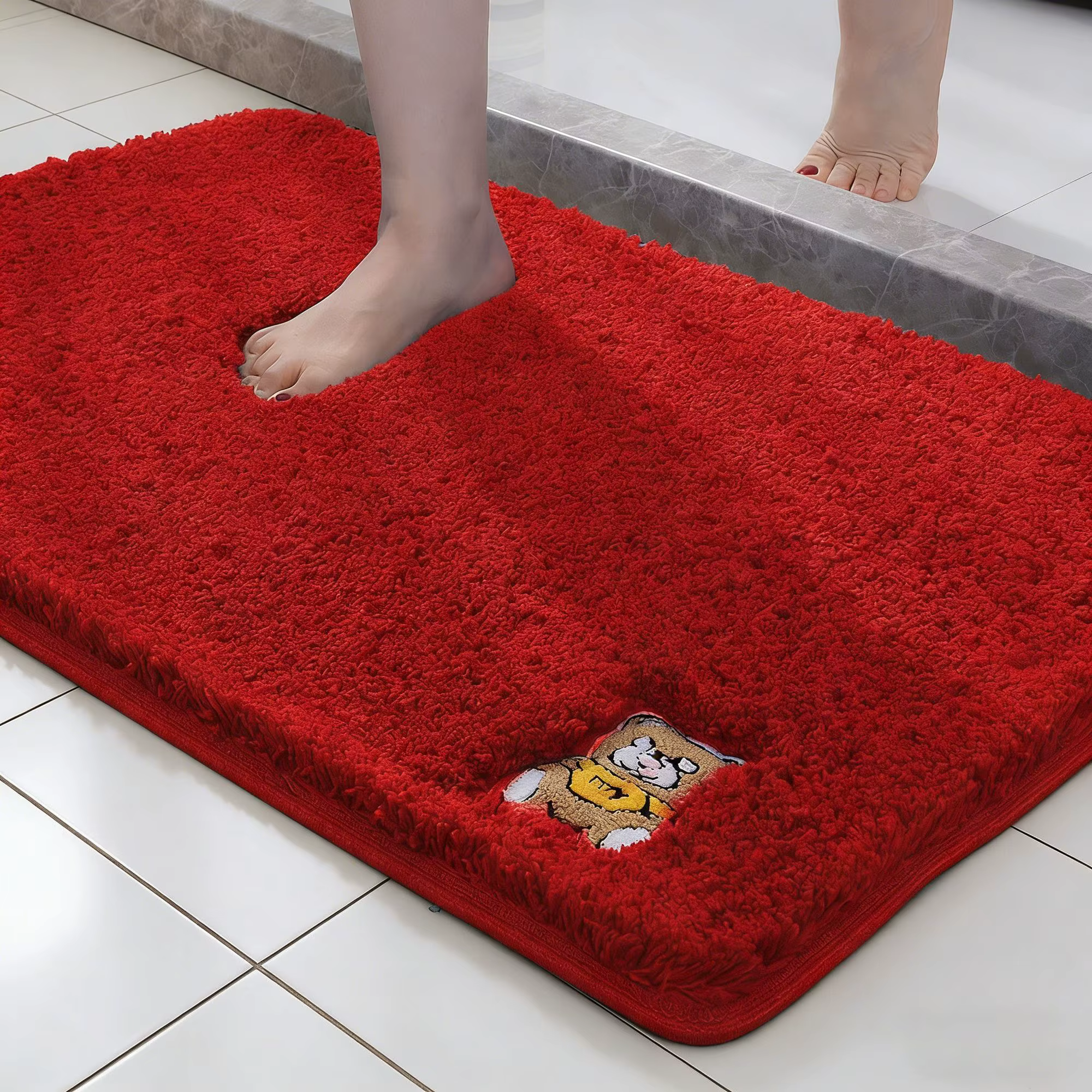 Coussinet de pied absorbant et antidérapant pour salle de bain, Style Simple, couleur Pure, décor de
