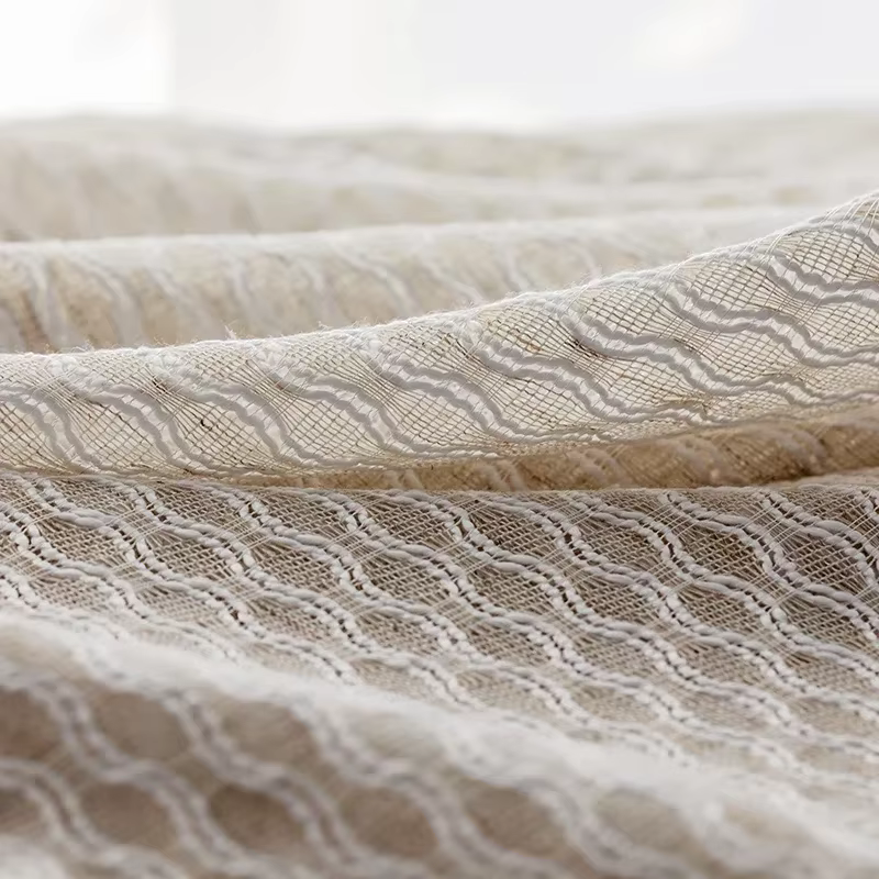 Rideaux en lin Beige brodés français, pour salon, balcon, coton lavé japonais, Voile transparent, pe