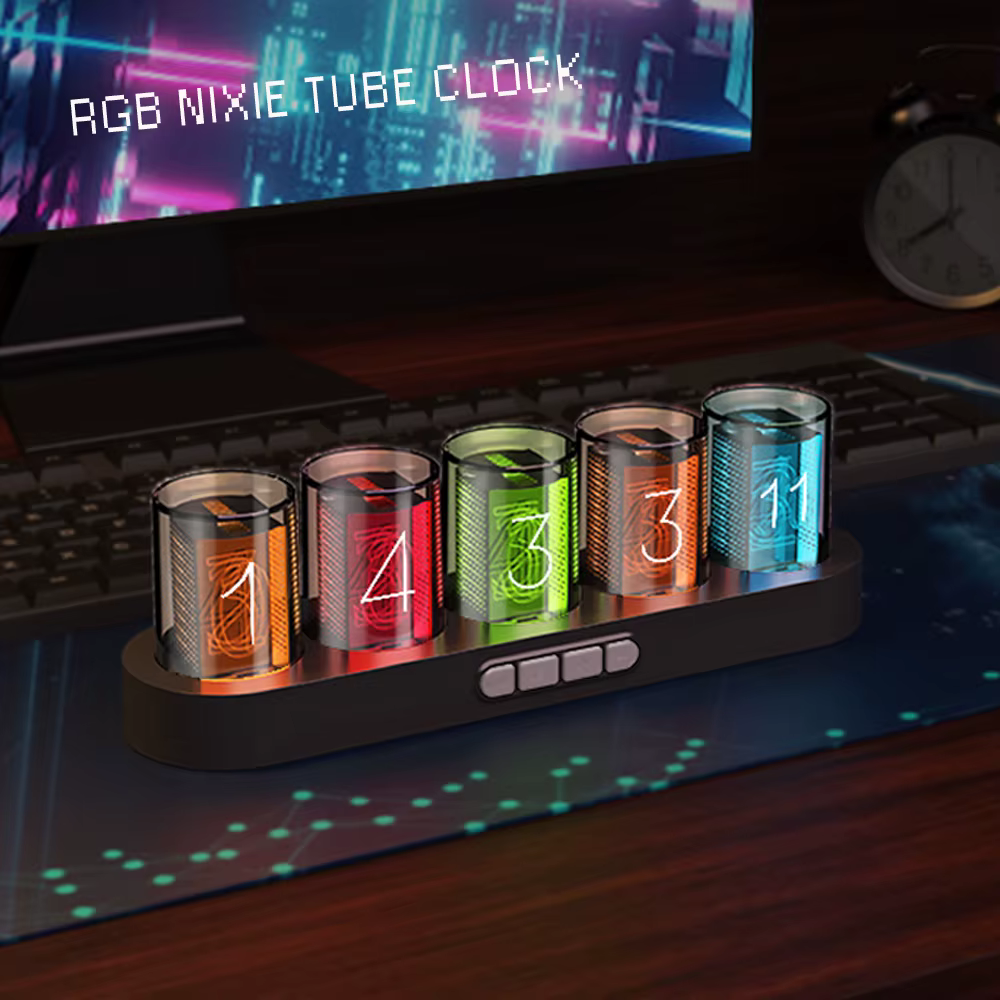 Décorations de table pour salle de jeux - - led tube Luminescent Nixie horloge. Effets lumineux RGB