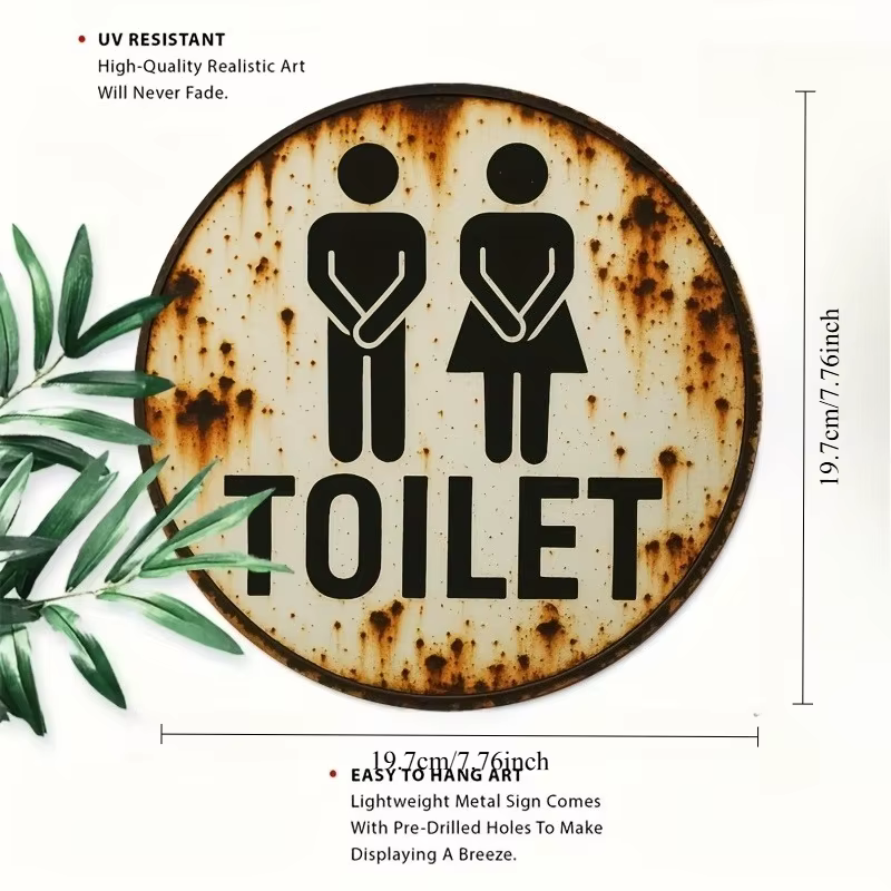 Panneau de toilette Vintage en métal, Art mural, décor de salle de bain rustique avec symboles mascu