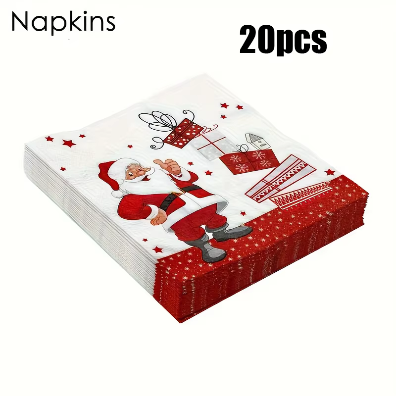 20/40 serviettes de fête de Noël - Père Noël, serviettes de table jetables robustes pour fêtes de No