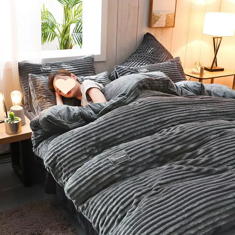 Housse de couette épaisse 200x230/220x240cm, couverture de lit en peluche Double face chaude et douc