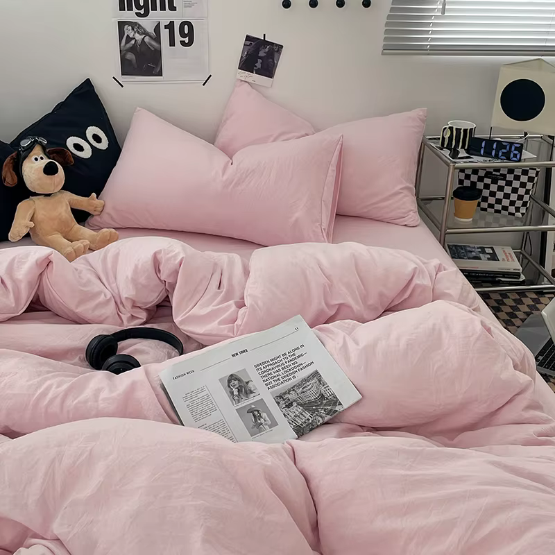 1 housse de couette bleue 150x200 en coton lavé, taille Queen, pour chambre de filles et garçons (ta