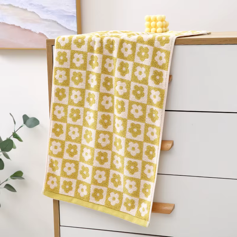 Serviette en pur coton 34x74cm, avec motif floral au Design Simple et à la mode, serviette de bain d