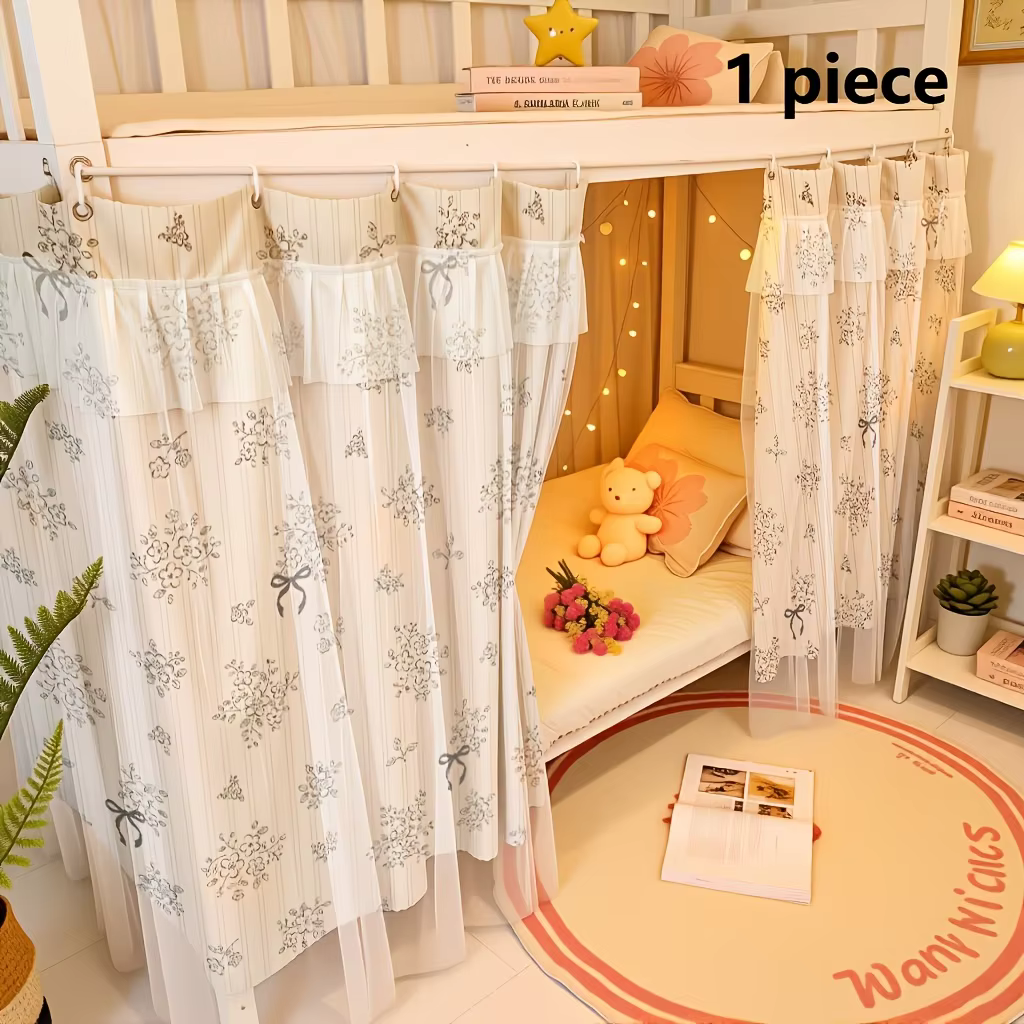 Un rideau de lit double couche avec tissu en maille, rideau de lit occultant, rideau de lit en mouss