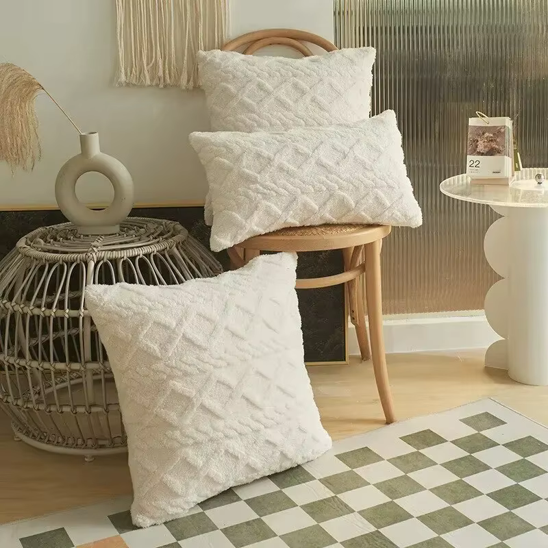 Taie d'oreiller en peluche torsadée, housse de coussin tricotée Vintage, coussin Simple, taie d'orei