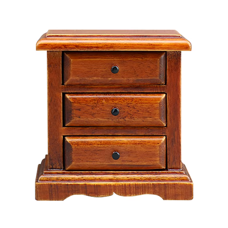 Maison de poupée Miniature 1:12, Table de chevet en châtaigne, commode, armoire de rangement, modèle