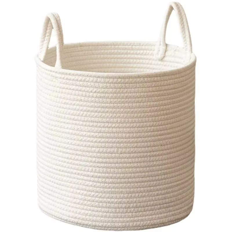 Grand panier à linge tissé, panier de rangement pour bébé, organisateur de jouets pour enfants, blan