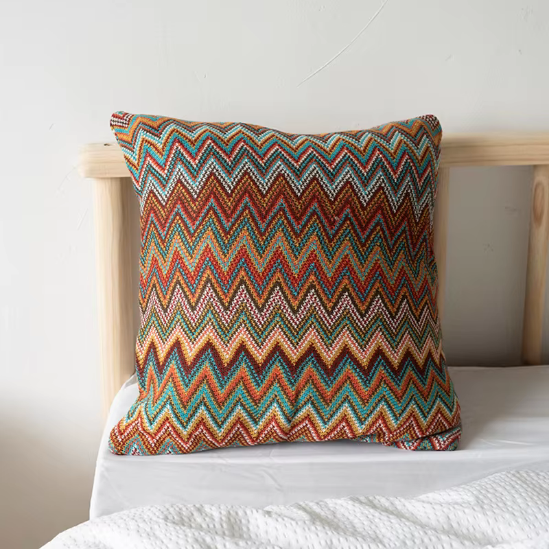 Taie d'oreiller floquée Boho, housse de coussin, doux, orange, vert, décoration de la maison, salon,