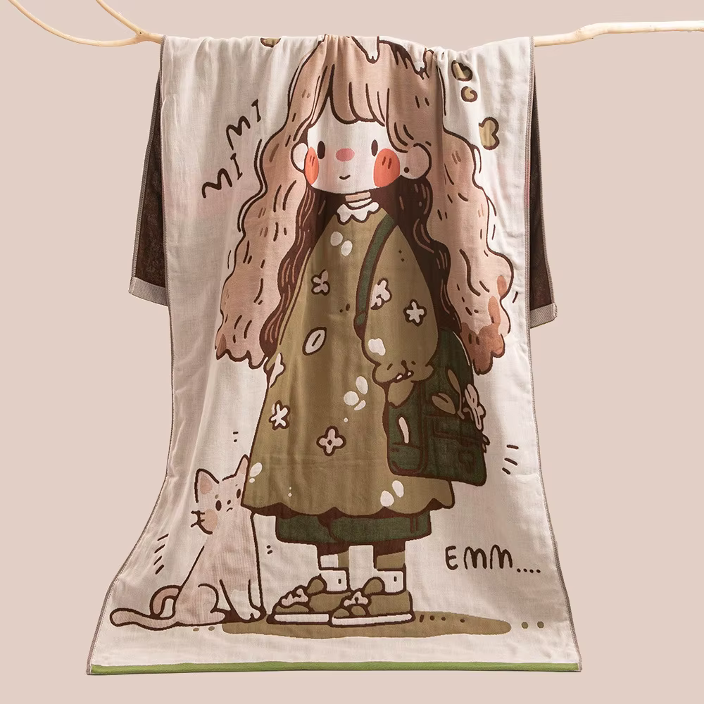 Serviette de bain en coton, grande serviette, salle de bain, 80x160cm, enfants, adultes, gaze à quat