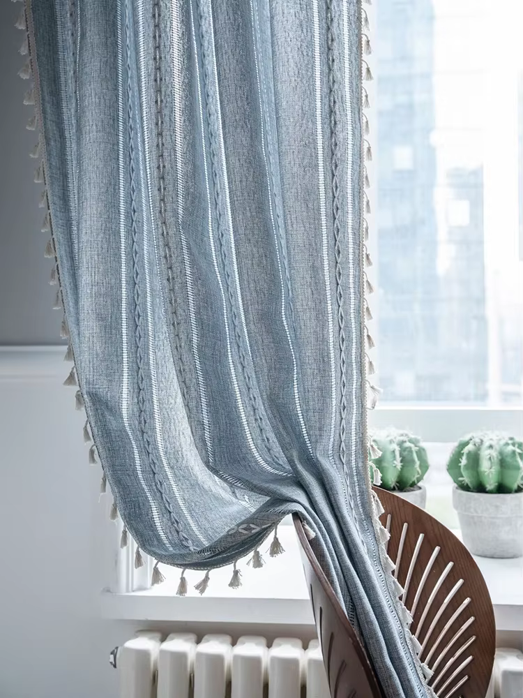 Rideaux en coton lin mélangé, rideau d'ombrage de poche de route pour cuisine, chambre à coucher, sa