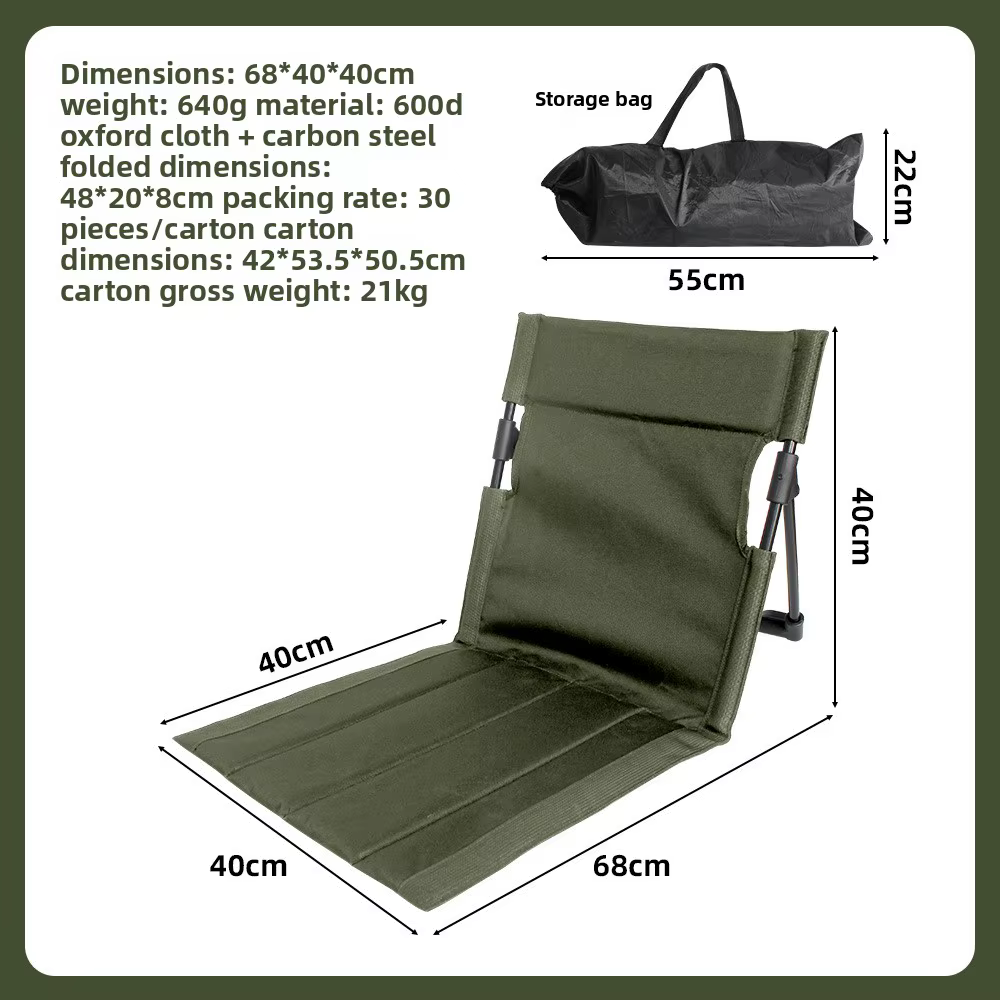 Chaise de camping pliante inclinable, chaise de pêche, chaise de plage et de jardin pliante d'extéri