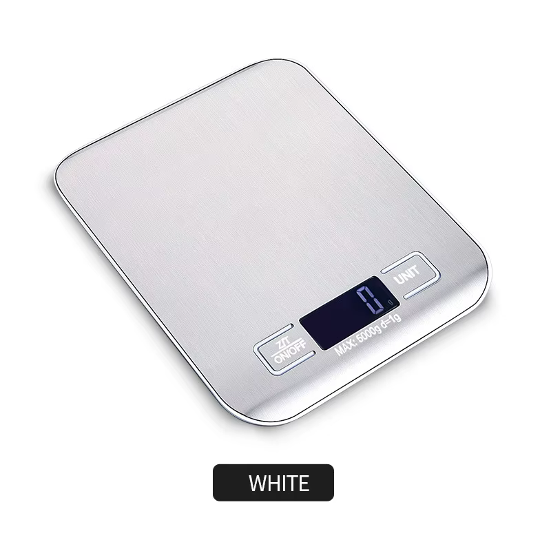 Balance de cuisine numérique en acier inoxydable avec écran LED, capacité 5 kg, précision 1 g, idéal