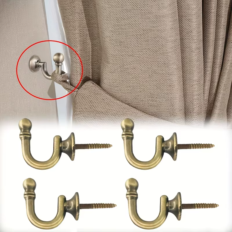 Lot de 2 crochets de rideau en U de style européen, boucles de fixation murale, accessoires de ridea