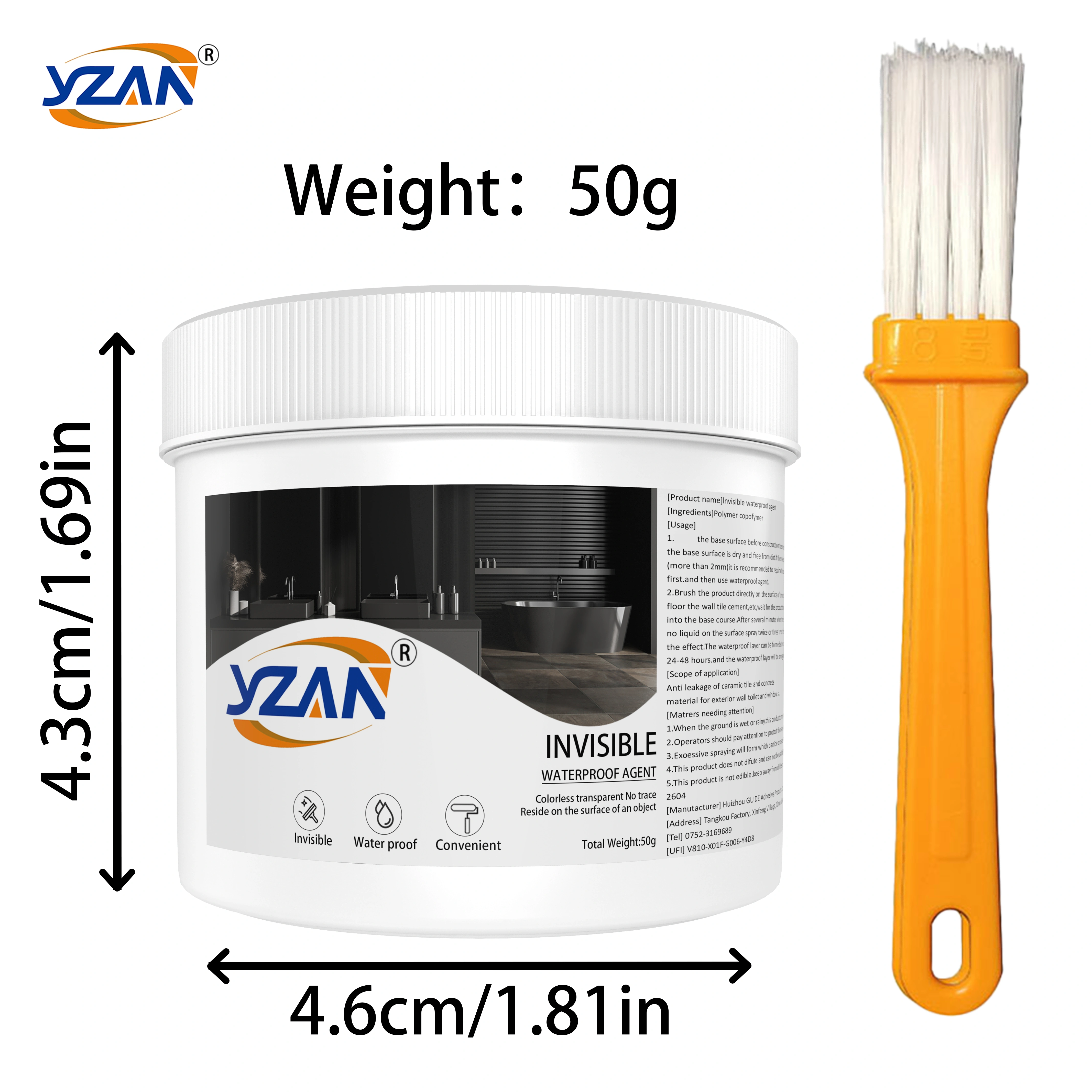 450 g de colle imperméable en polyuréthane, pâte invisible avec pinceau, colle nano adhésive pour ré