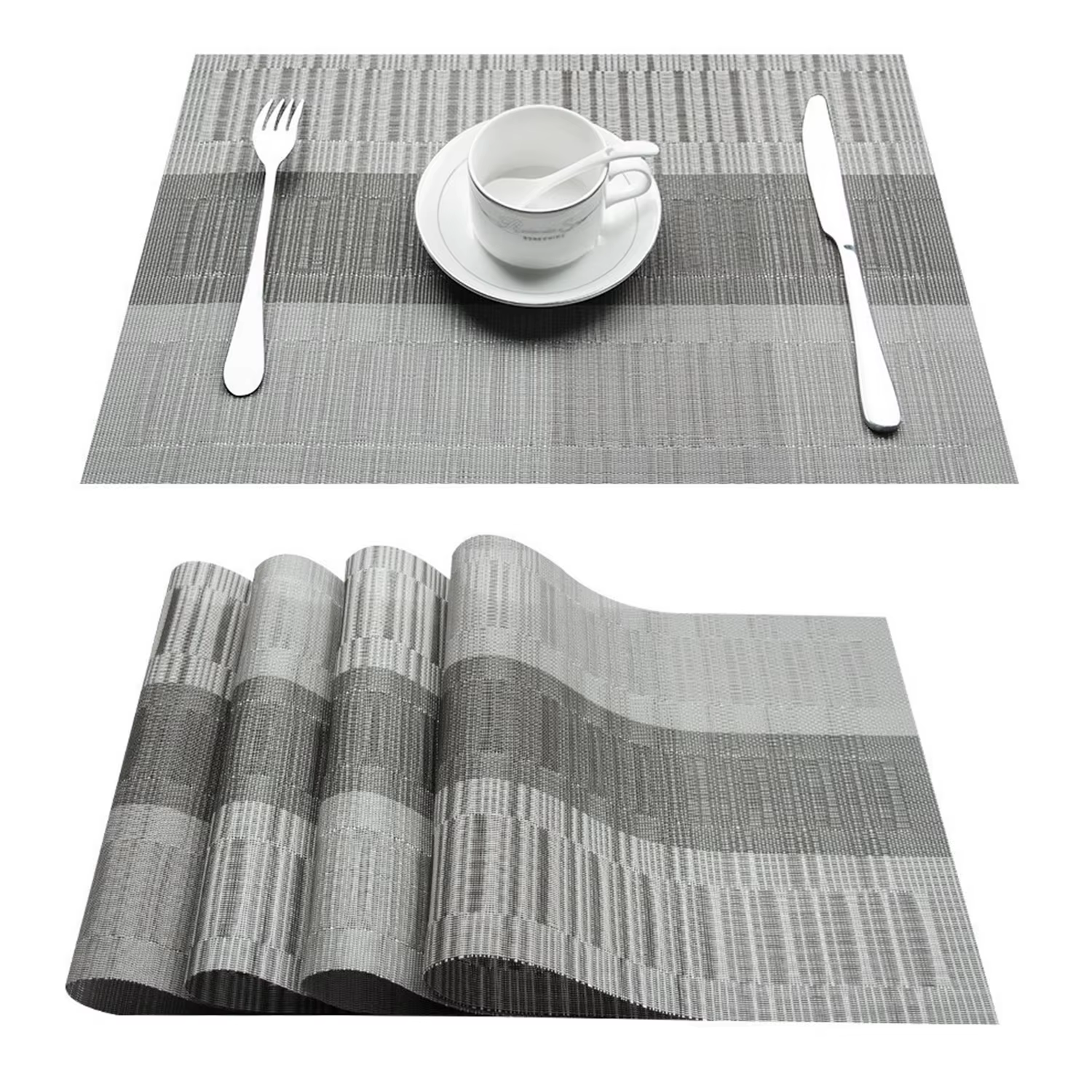 WHQ 4 pièces/ensemble napperons PVC tapis de Table tissage rayures tampons palette dessous de verre