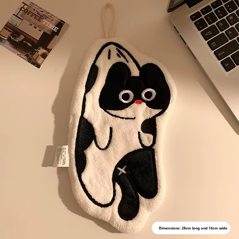 1PC Serviette à main suspendue en forme de chiot de dessin animé, super absorbante et épaisse, pour 